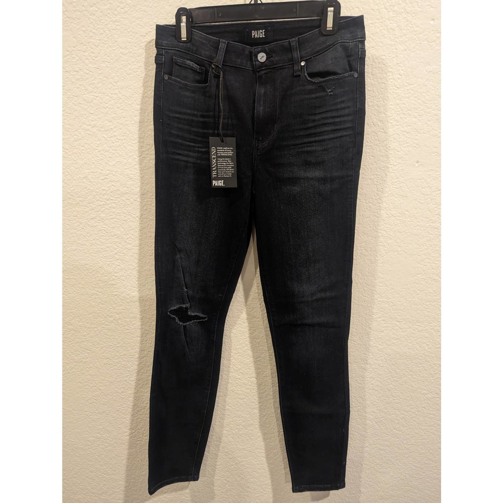 NWT PAIGE Hoxton Ultra Skinny Jeans  - Black, lightly distressed, Size 29